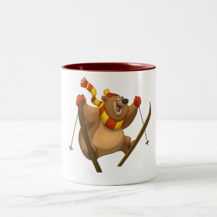 Café Em Dois Tons Caneca de esqui do urso