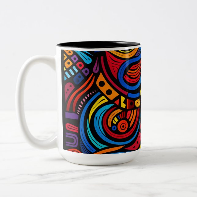 Café Em Dois Tons Caneca de Estampa Africana (Esquerda)