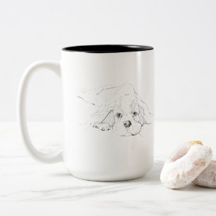 Café Em Dois Tons Caneca de Estimação do Cavalier King Charles Spani