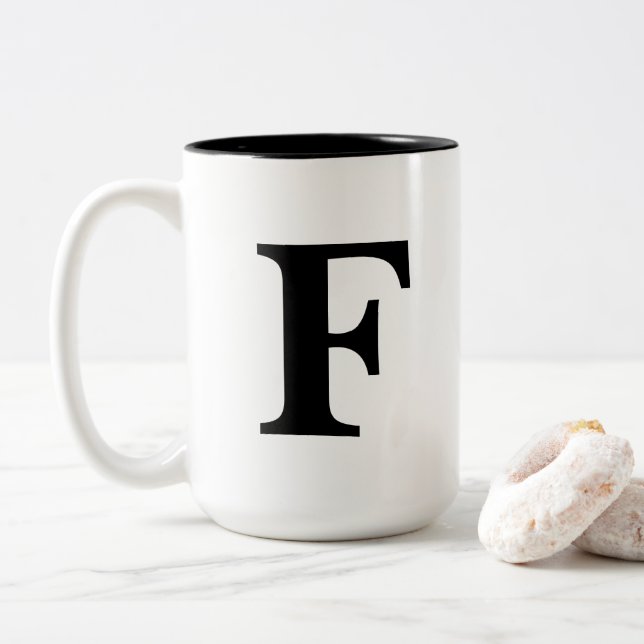 Café Em Dois Tons Caneca de "F" (Com Donut)