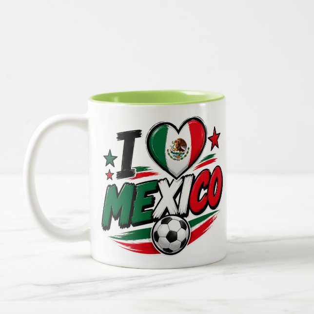 Café Em Dois Tons Caneca de Fã de Futebol do México | Orgulho Mexica (Esquerda)