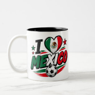 Café Em Dois Tons Caneca de Fã de Futebol do México Orgulho Mexica