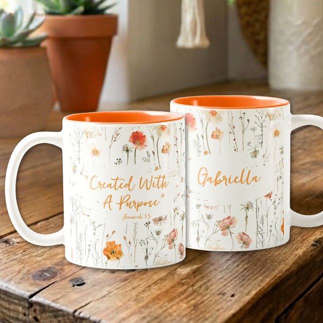 Café Em Dois Tons Caneca De Fé Criada Com Um Propósito Inspirador (Criador carregado)