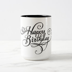 Café Em Dois Tons Caneca de Feliz Aniversário de Tipografia