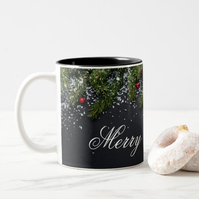 Café Em Dois Tons Caneca de Feliz Natal (Com Donut)