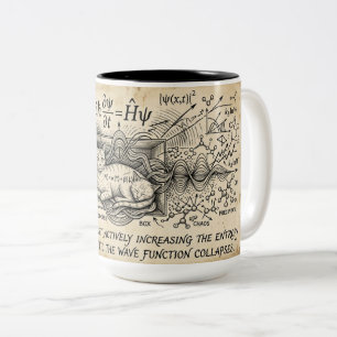 Café Em Dois Tons Caneca de Física Quântica do Gato de Schrodinger
