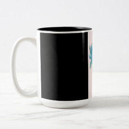 Café Em Dois Tons caneca de flor azul