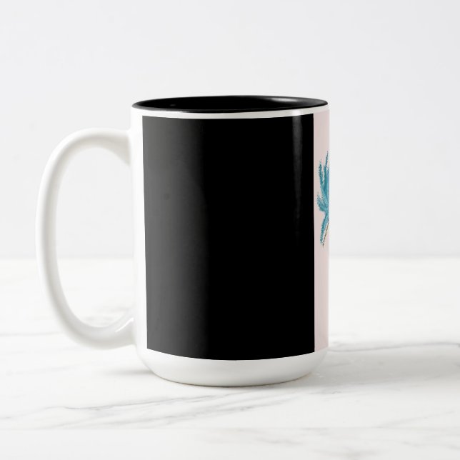 Café Em Dois Tons caneca de flor azul (Esquerda)