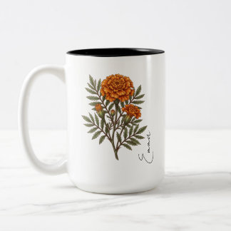 Café Em Dois Tons Caneca de Flor de Nascimento Personalizada de Mari