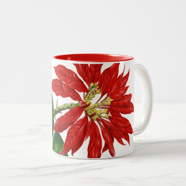 Café Em Dois Tons Caneca de flor de Natal (Frente Esquerda)