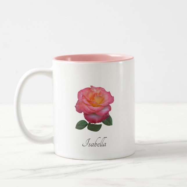 Café Em Dois Tons Caneca de Flor de Rosa Rosa Bonita (Esquerda)