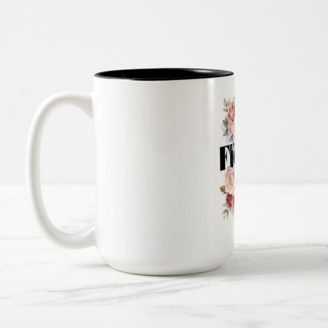 Café Em Dois Tons Caneca de Flor Preta e Rosa (Esquerda)