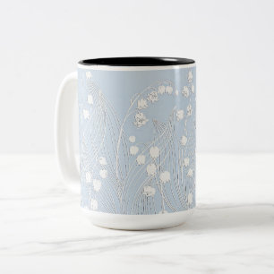 Café Em Dois Tons Caneca de Flores de Lírio do Vale Tridimensionais