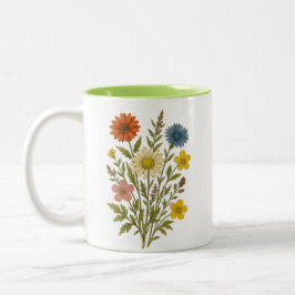 Café Em Dois Tons Caneca de flores silvestres botânicas vintage
