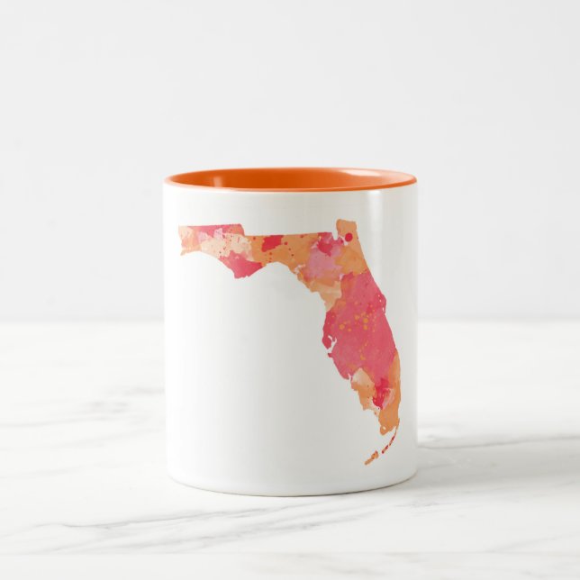 Café Em Dois Tons Caneca de Florida da aguarela (Centro)