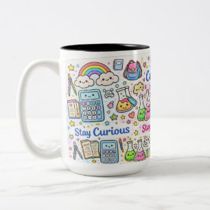 Café Em Dois Tons Caneca de Formatura – Adesivo Fofo de Ciência e Es