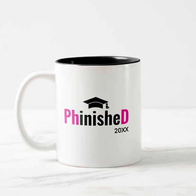 Café Em Dois Tons Caneca de Formatura de Doutorado Personalizada com (Esquerda)