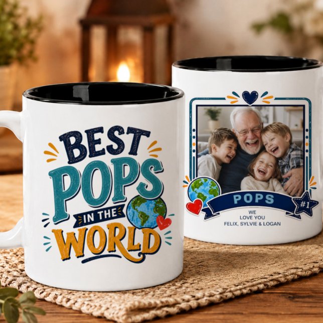 Café Em Dois Tons Caneca de Foto com Melhor Vô do Mundo (Criador carregado)