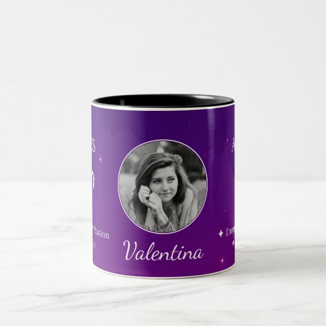 Café Em Dois Tons Caneca de Foto com Símbolo e Características Perso (Centro)