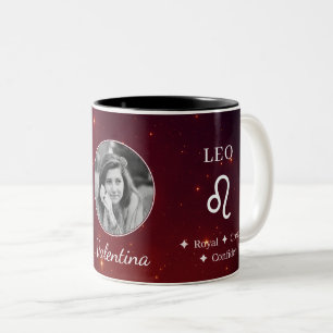Café Em Dois Tons Caneca de Foto com Traços do Símbolo Zodíaco de Le