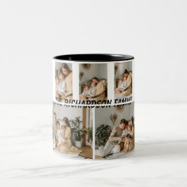 Café Em Dois Tons Caneca de Foto de Família | Adicione Fotos e Texto