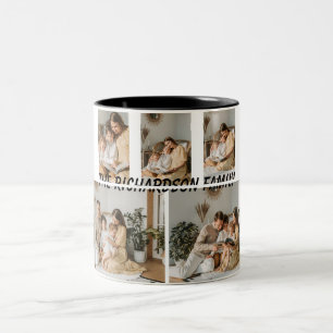 Café Em Dois Tons Caneca de Foto de Família   Adicione Fotos e Texto