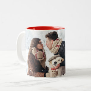 Café Em Dois Tons Caneca de Foto de Férias Alegres
