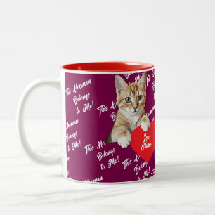 Café Em Dois Tons Caneca de Foto de Gato Eu Posso Pertencer a Humano