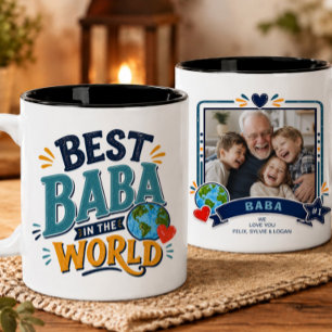 Café Em Dois Tons Caneca de Foto do Melhor Baba do Mundo