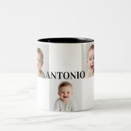Café Em Dois Tons Caneca de Foto do Pequeno – Adicione o Nome do Seu