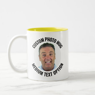 Café Em Dois Tons Caneca de Foto Personalizada Amarela de Duas Cores