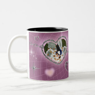 Café Em Dois Tons Caneca de Foto Personalizada Coração Duplo