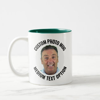 Café Em Dois Tons Caneca de Foto Personalizada de Texto Médio Verde