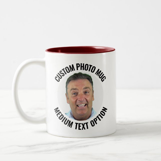Café Em Dois Tons Caneca de Foto Personalizada de Tonalidade Marrom  (Esquerda)