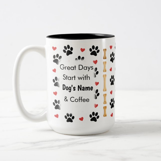 Café Em Dois Tons Caneca de Foto Personalizada do Cachorro – Imagem  (Esquerda)