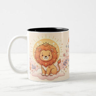 Café Em Dois Tons Caneca de Foto Personalizada do Zodíaco Leão