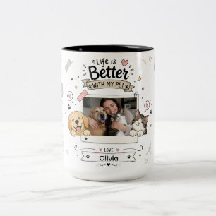 Café Em Dois Tons Caneca de Foto Personalizada para Amantes de Anima