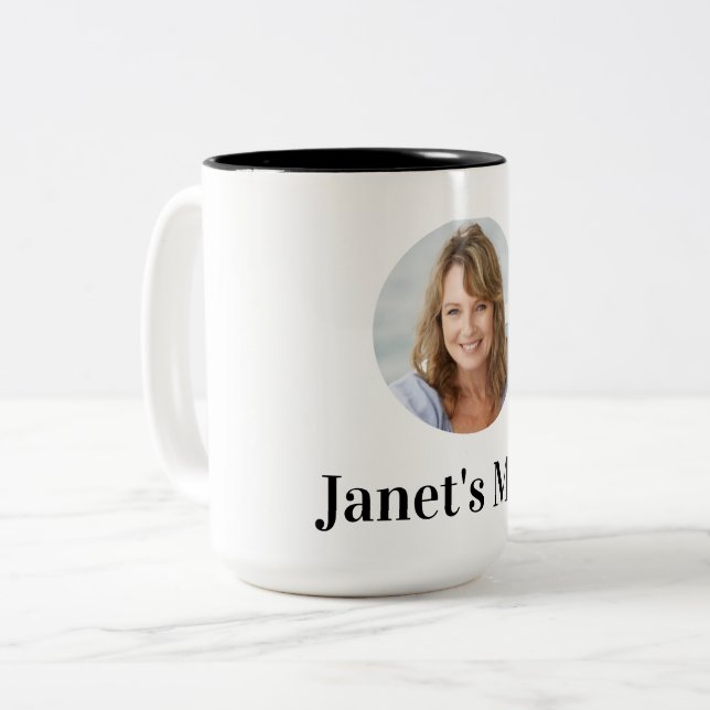 Café Em Dois Tons Caneca de Foto Personalizável Com Texto Editável (Frente Esquerda)