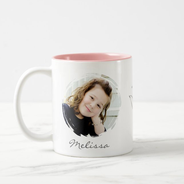 Café Em Dois Tons Caneca de Foto - Rosa Personalizada com ASL ILY (Esquerda)