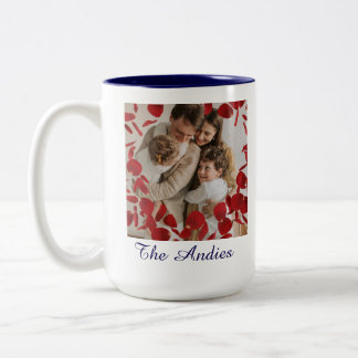 Café Em Dois Tons Caneca de Foto Unida pelo Nome da Família