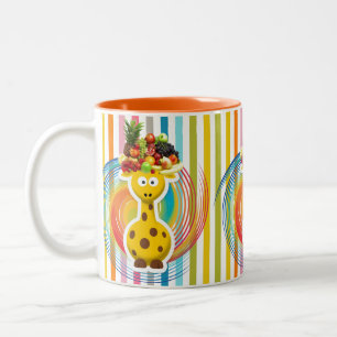 Café Em Dois Tons Caneca de Fruta Girafa de Listra Laranja