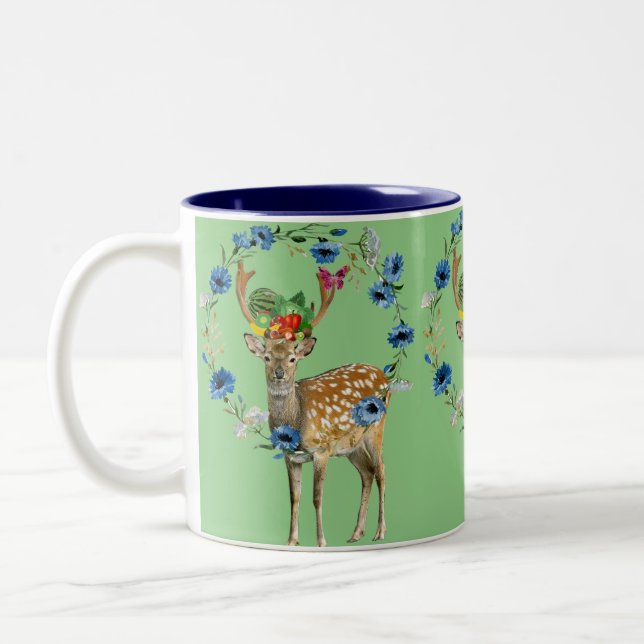 Café Em Dois Tons Caneca de Frutas de Veado Floral (Esquerda)