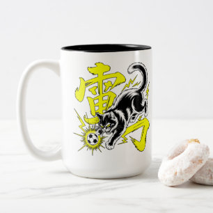 Café Em Dois Tons Caneca de Futebol do Gato Trovão Elétrico