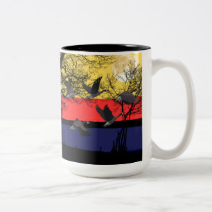 Café Em Dois Tons Caneca de Gansos Noturnos