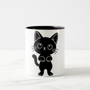 Café Em Dois Tons Caneca de gatinho preto