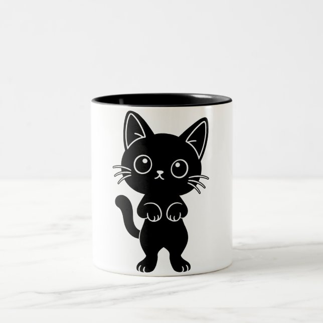 Café Em Dois Tons Caneca de gatinho preto (Centro)