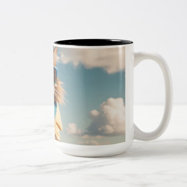 Café Em Dois Tons Caneca de gato animal (Direita)