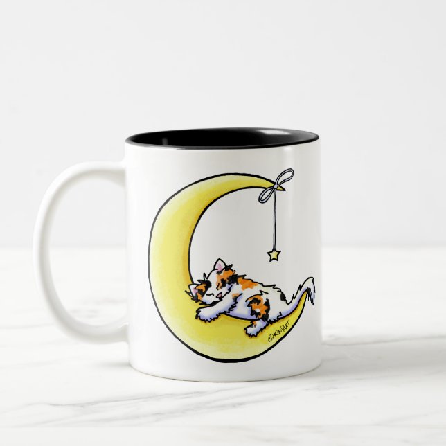 Café Em Dois Tons Caneca de Gato Calico Amor Lunar (Esquerda)