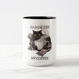 Café Em Dois Tons Caneca de Gato Cansado e Divertido - Mãos Fora do