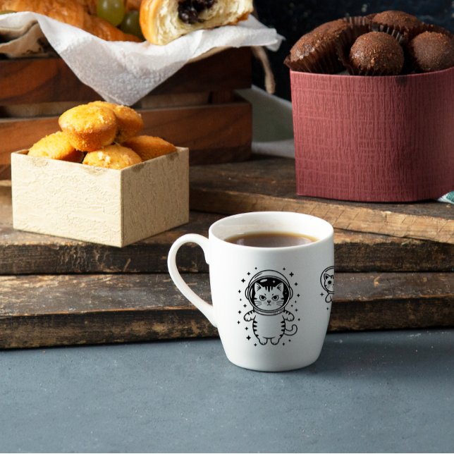 Café Em Dois Tons Caneca de Gato Cósmica - Víblias de Gatinho Espaci (Criador carregado)